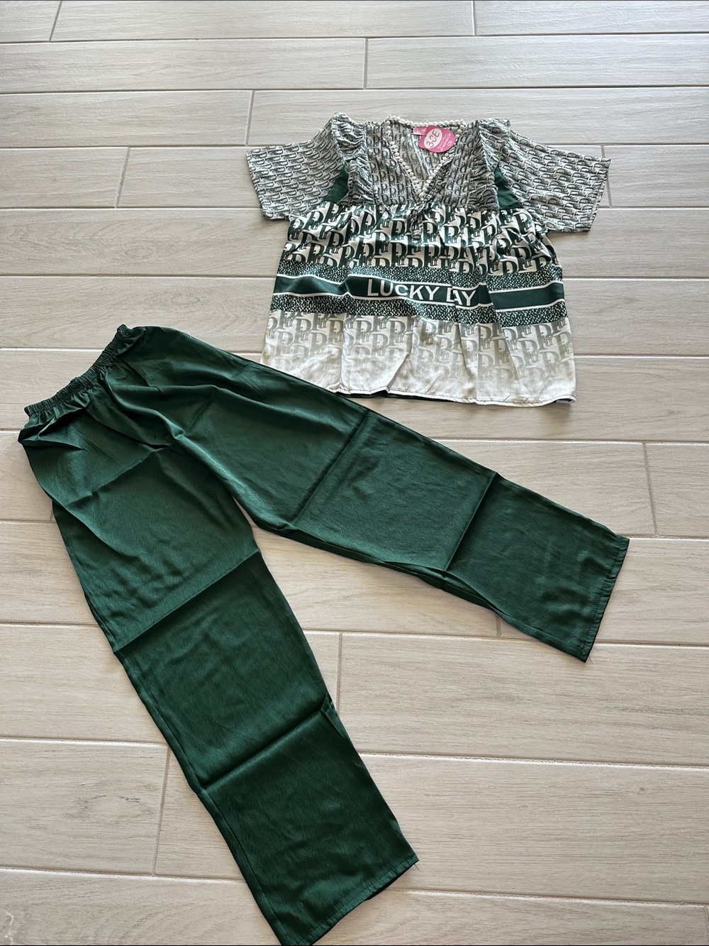 Print of the ombré logo babydoll pajamas sets